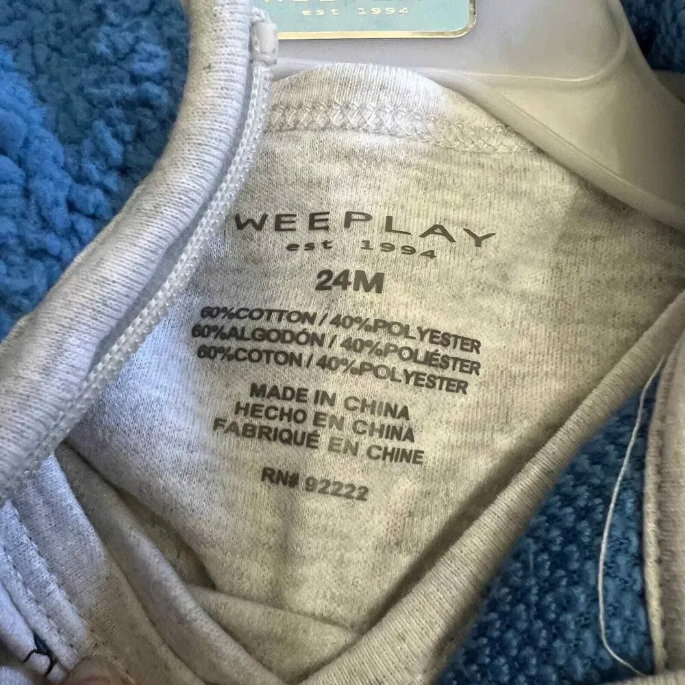 Wee Play Boy blue 3 piece Set  size 24 months  warm cozy play